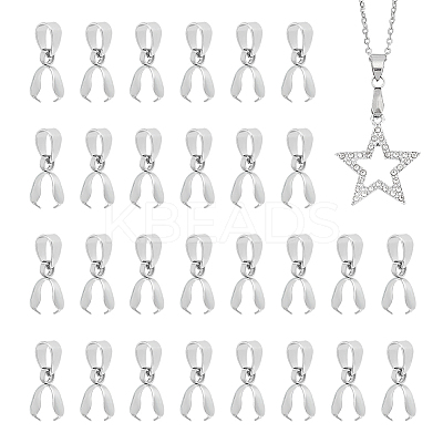 60Pcs 201 Stainless Steel Pendant Pinch Bails STAS-UN0049-40-1