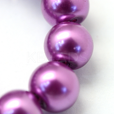 Baking Paint Pearlized Glass Pearl Round Bead Strands X-HY-Q330-8mm-16-1