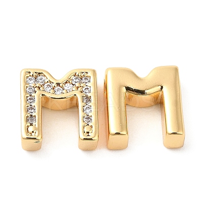 Brass Micro Pave Cubic Zirconia Beads KK-F855-03G-M-1
