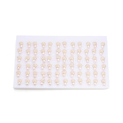 Flower Brass Natural Pearl Dangle Stud Earrings PEAR-N020-06V-1