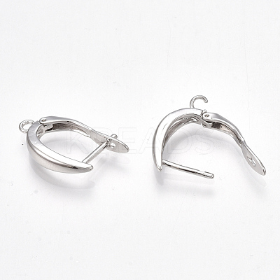 Brass Hoop Earring Findings with Latch Back Closure KK-S350-072P-1