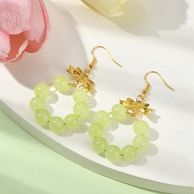 Imitation Jade Glass Beaded Ring Dangle Earrings EJEW-JE05567-04-1