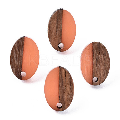 Resin & Walnut Wood Stud Earring Findings MAK-N032-004A-A05-1