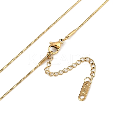 PVD Vacuum Plating 304 Stainless Steel Crystal Rhinestone Rectangle Pendant Round Snake Chain Necklaces for Women NJEW-Z044-06G-1