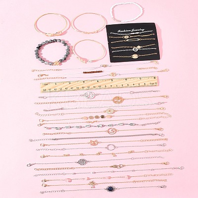 8Sets 8 Styles Iron Alloy Link Bracelets Set for Women BJEW-FS0001-10-1