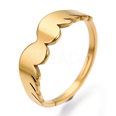Ion Plating(IP) 304 Stainless Steel Wing Adjustable Ring for Women RJEW-T027-10G-1
