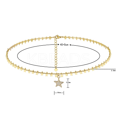 Star Brass Micro Pave Cubic Zirconia Pendant Necklaces NJEW-PH01391-1