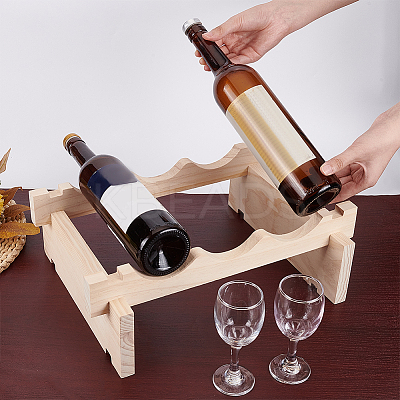 3 Bottle Wood Wine Bottle Rack ODIS-WH0043-21-1