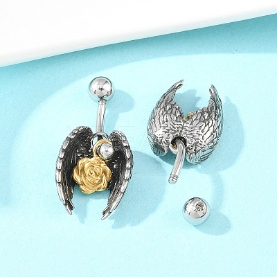 316 Stainless Steel Curved Barbell Dangle Belly Rings AJEW-C044-01-1