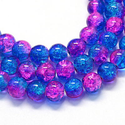 Baking Paint Transparent Crackle Glass Round Bead Strands DGLA-Q018-8mm-49-1
