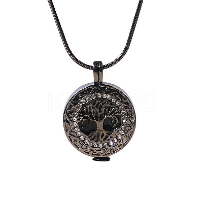 Alloy Tree of Life Urn Ashes Pendant Round Snake Chain Necklaces for Women Men PW-WG68F6E-01-1