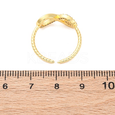 Brass Micro Pave Clear Cubic Zirconia Cuff Rings for Women RJEW-U047-21G-1