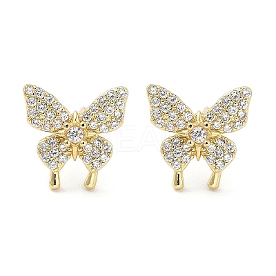 Rack Plating Brass Micro Pave Clear Cubic Zirconia Stud Earrings for Women EJEW-M260-13G-B-1