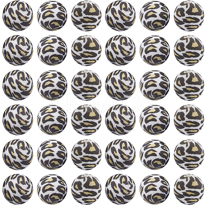 50Pcs Silicone Beads Loose Silicone Beads Kit Leopard Print Silicone Beads for Keychain Making Bracelet Necklace  SIL-SC0001-98-1