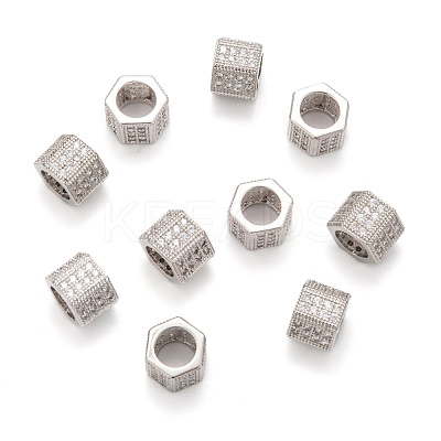 Brass Cubic Zirconia European Beads ZIRC-F001-124P-1