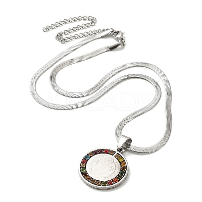 Colorful Rhinestone Saint Benedict Pendant Necklaces NJEW-G123-01P-1