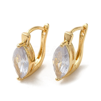 Golden Brass Micro Pave Cubic Zirconia Hoop Earrings EJEW-C073-05A-G-1