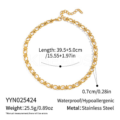 304 Stainless Steel Oval Link Chain Necklaces for Women UP9018-2-1