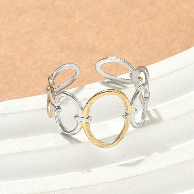 304 Stainless Steel Double Color Cuff Rings RJEW-S635-01GP-G-1