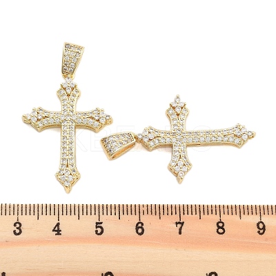 Brass Pave Clear Cubic Zirconia Pendants KK-U009-06C-G-1