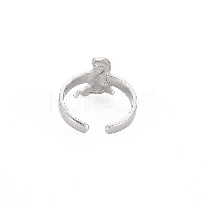 Non-Tarnish 304 Stainless Steel 12 Constellations/Zodiac Signs Open Cuff Ring for Women RJEW-S405-156P-H-1