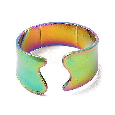 Ion Plating(IP) 304 Stainless Steel Plain Open Cuff Ring for Women RJEW-M149-22RC-1