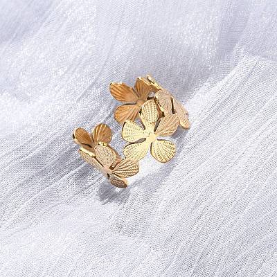 304 Stainless Steel Open Cuff Rings for Women RJEW-K309-37D-G-1