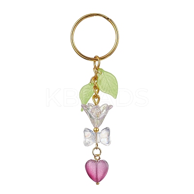 Bowknot & Heart Glass Pendant Decorations KEYC-JKC00691-05-1