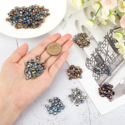 300Pcs 15 Colors Electroplate Non-magnetic Synthetic Hematite Beads G-AR0003-99-1