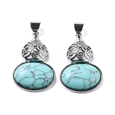 Synthetic Turquoise Oval Pendants G-A093-02P-03-1