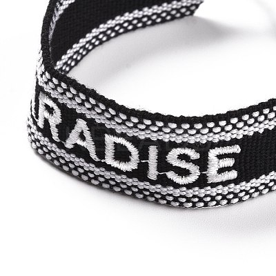 Word Paradise Polycotton(Polyester Cotton) Braided Bracelet with Tassel Charm BJEW-F429-09-1