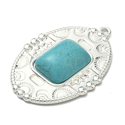 304 Stainless Steel with Dyed Synthetic Turquoise Pendants LS-STAS-G374-05S-08-1
