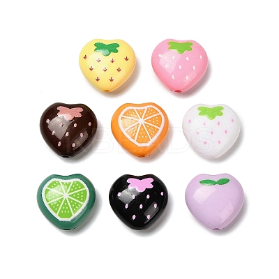 Printed Opaque Acrylic Beads MACR-F084-09-1
