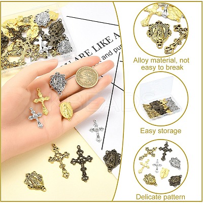 40Pcs 8 Styles Tibetan Style Alloy Pendants TIBEP-YW0001-88-1