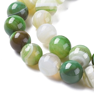 Natural Striped Agate/Banded Agate Beads Strands G-G582-10mm-61-1