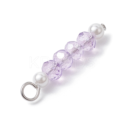 7Pcs 7 Color Glass & Round Shell Pearl Beaded Pendants PALLOY-JF02556-1