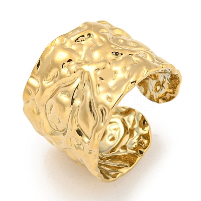 Ion Plating(IP) 304 Stainless Steel Textured Open Cuff Ring RJEW-A043-11G-1