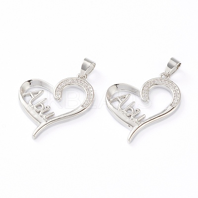Brass Micro Pave Clear Cubic Zirconia Pendants ZIRC-J039-04P-1