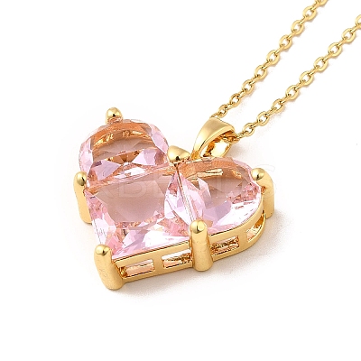 Pink Cubic Zirconia Pendant Necklace LS-NJEW-H161-01A-1