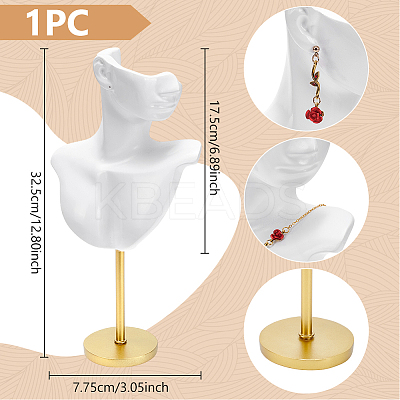 Resin Side Body Model Bust Shaped Jewelry Earrings Display Stands with Metal Base AJEW-WH0695-229B-1