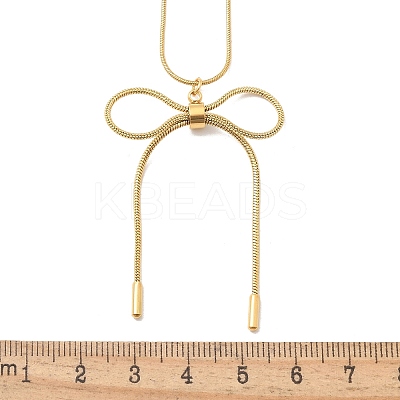 PVD Vacuum Plating 304 Stainless Steel Bowknot Pendant Round Snake Chain Necklaces for Women NJEW-Z044-10G-1
