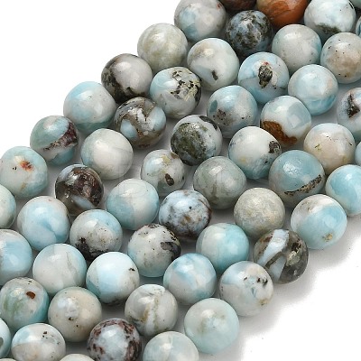 Natural Larimar Beads Strands G-L642-B19-6mm-1