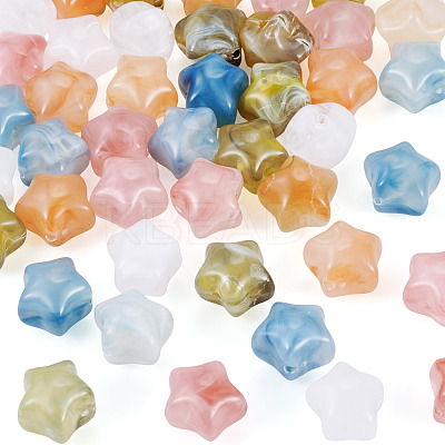40Pcs 4 Colors Opaque Resin Beads RESI-TA0005-46-1