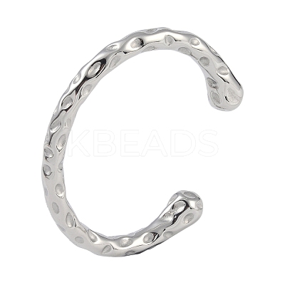 Non-Tarnish 304 Stainless Steel Open Cuff Textured Bangles for Women LS-BJEW-G706-02P-1