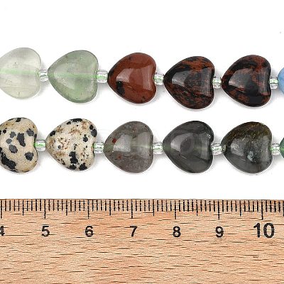 Gradient Color Natural African Bloodstone & Dalmatian Jasper & Mahogany Obsidian & Dyed White Jade & Fluorite Beads Strands G-B185-A12-1
