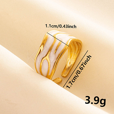Vintage 304 Stainless Steel Enamel Cuff Ring OB6571-2-1