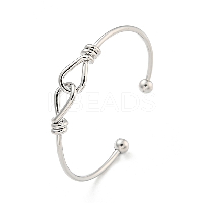 Cross Knot Brass Open Cuff Bangles for Women BJEW-G704-01P-1
