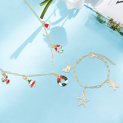 Christmas Theme DIY 304 Stainless Steel Chains Bracelet/Neckalces Making Kits DIY-SP0006-04-1