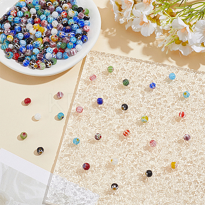4 Strands Handmade Millefiori Glass Beads Strands LK-HY0001-03-1