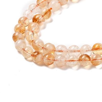 Heated Natural Citrine Beads Strands G-A262-A01-6mm-1